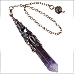 Reiki Natural Stone Crystals Pendulum for Divination Amethyst Quartz